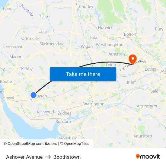 Ashover Avenue to Boothstown map