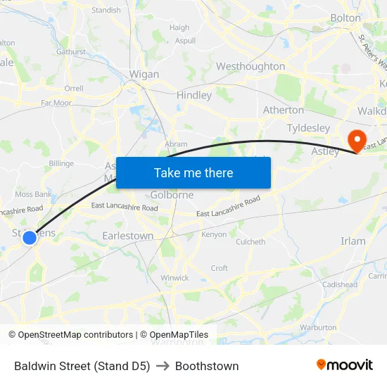 Baldwin Street to Boothstown map