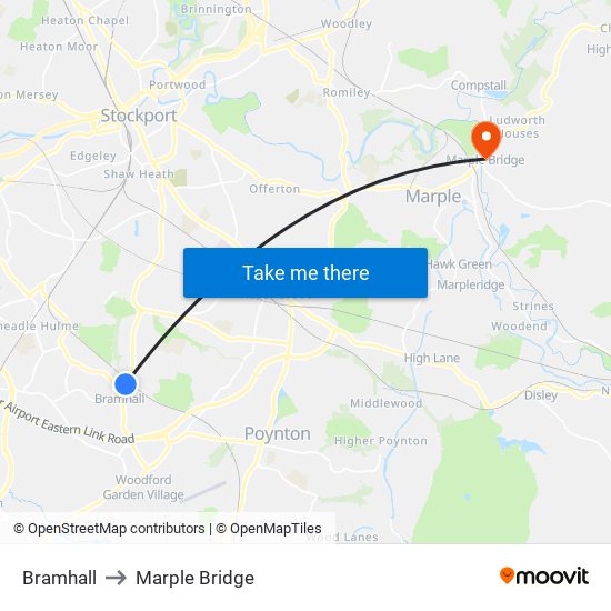 Bramhall to Marple Bridge map