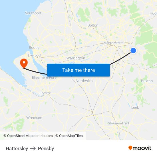 Hattersley to Pensby map