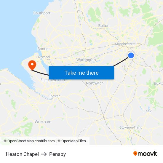 Heaton Chapel to Pensby map