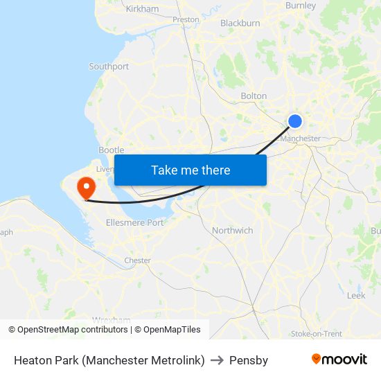 Heaton Park (Manchester Metrolink) to Pensby map