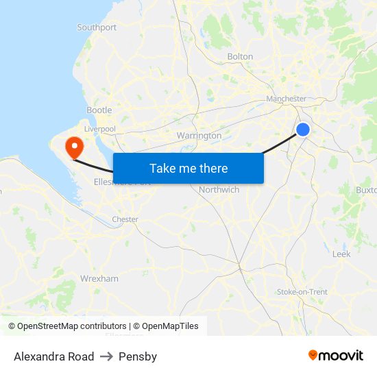 Alexandra Road to Pensby map