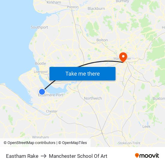 Eastham Rake to Manchester School Of Art map