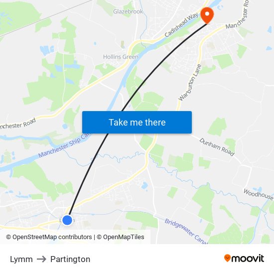 Lymm to Partington map