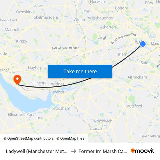 Ladywell (Manchester Metrolink) to Former Im Marsh Campus map