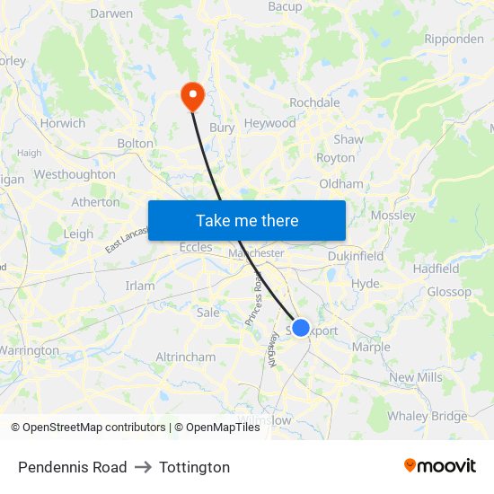 Pendennis Road to Tottington map