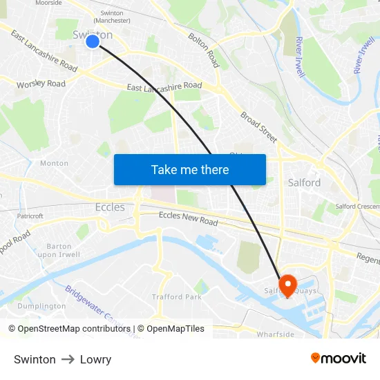 Swinton to Lowry map