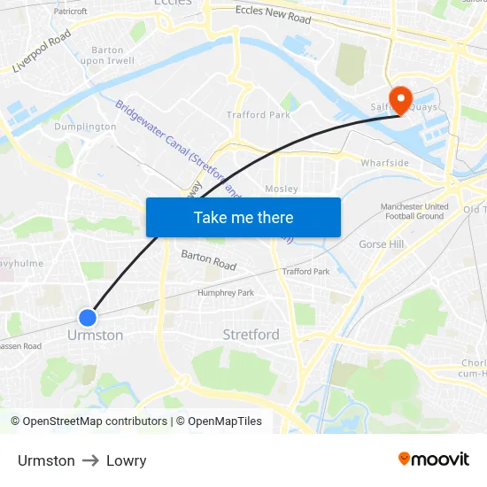 Urmston to Lowry map
