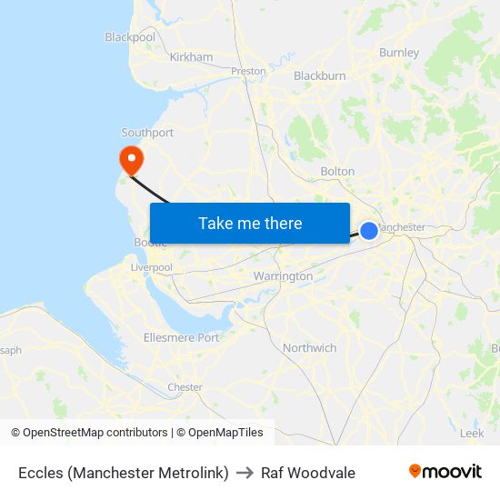 Eccles (Manchester Metrolink) to Raf Woodvale map