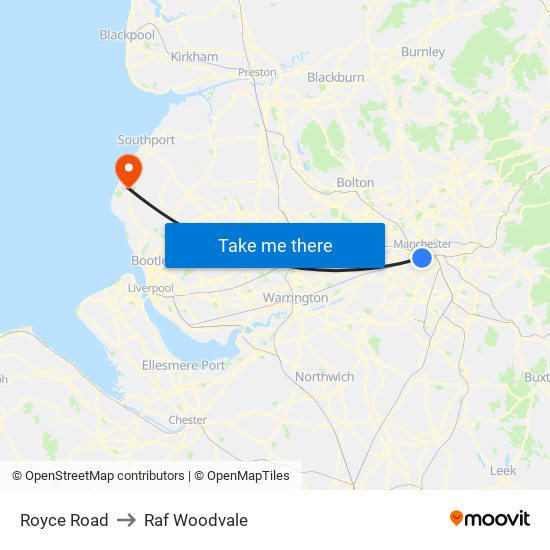 Royce Road to Raf Woodvale map