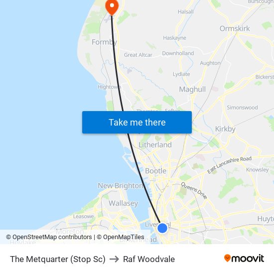 The Metquarter (Stop Sc) to Raf Woodvale map