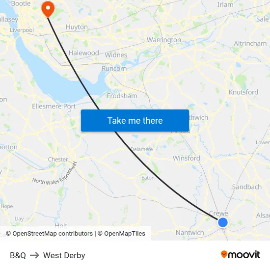 B&Q to West Derby map