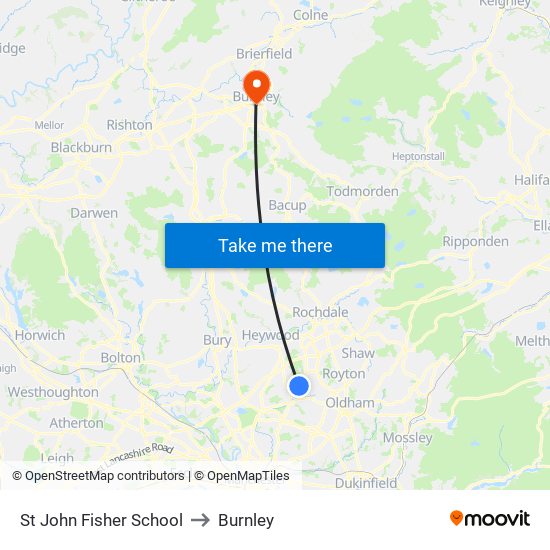 St John Fisher School to Burnley map