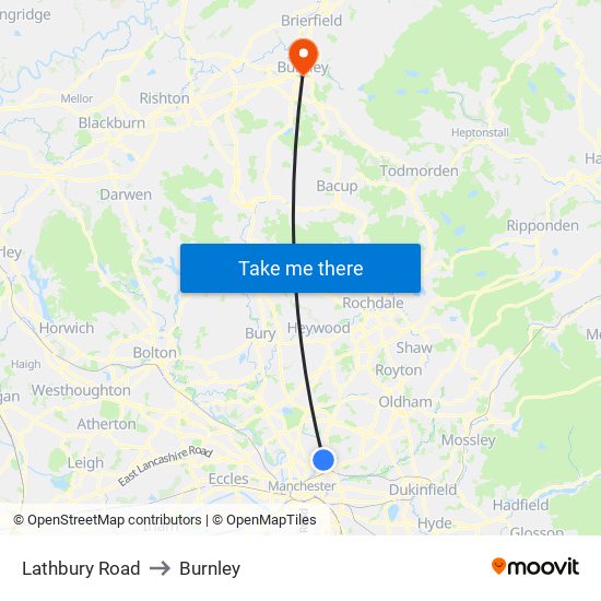 Lathbury Road to Burnley map