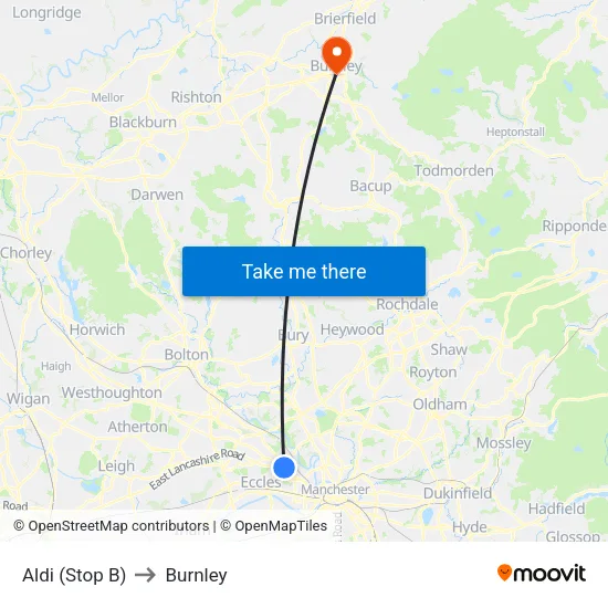 Height Roundabout to Burnley map