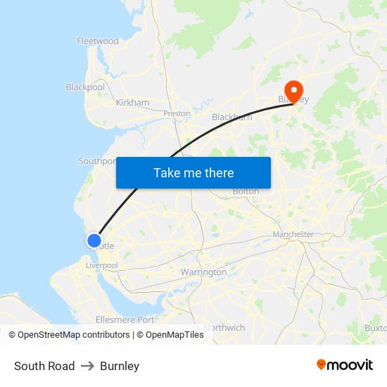 South Road to Burnley map