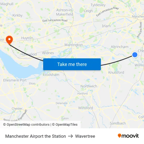 Manchester Airport the Station to Wavertree map