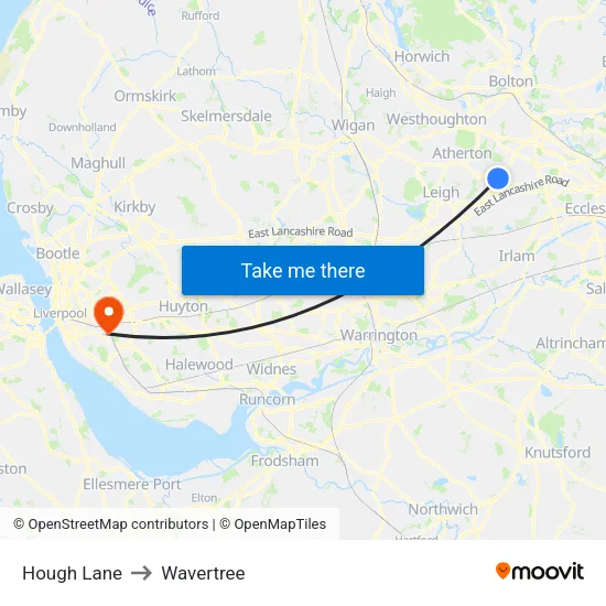Hough Lane to Wavertree map