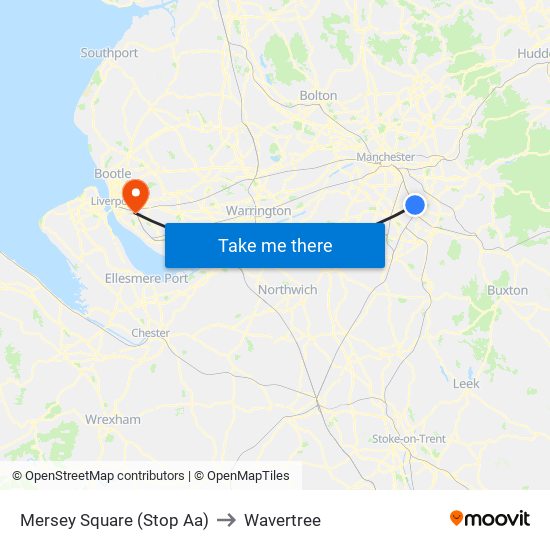 Mersey Square (Stop Aa) to Wavertree map