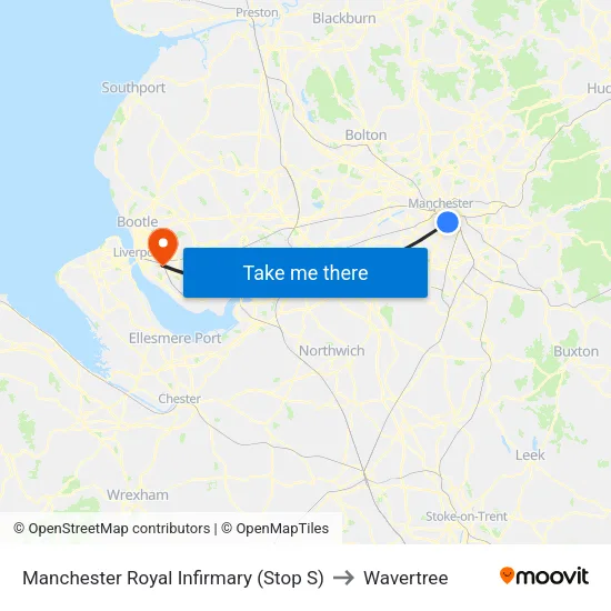 Manchester Royal Infirmary to Wavertree map