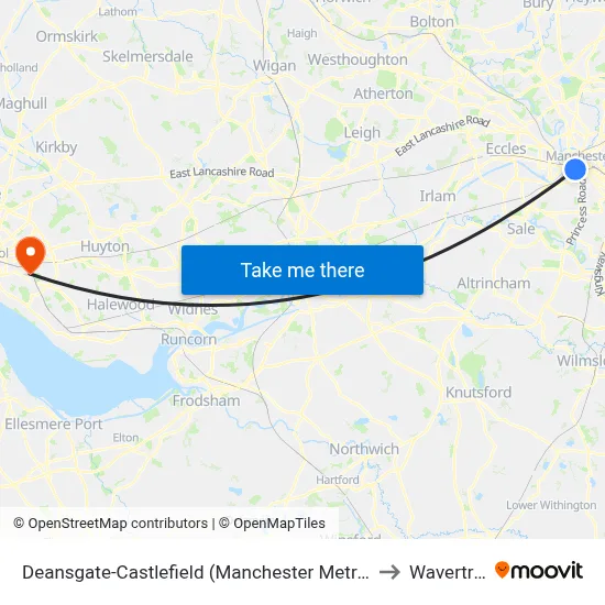 Deansgate-Castlefield (Manchester Metrolink) to Wavertree map
