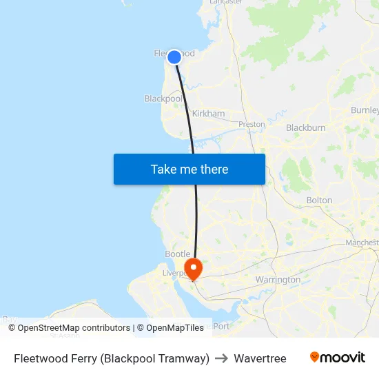 Fleetwood Ferry (Blackpool Tramway) to Wavertree map