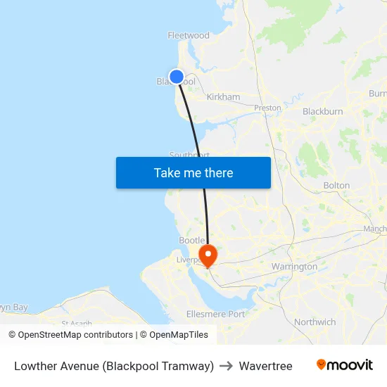 Lowther Avenue (Blackpool Tramway) to Wavertree map