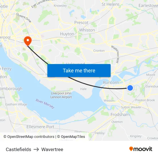 Castlefields to Wavertree map