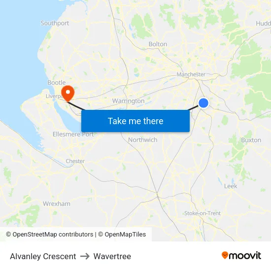 Alvanley Crescent to Wavertree map