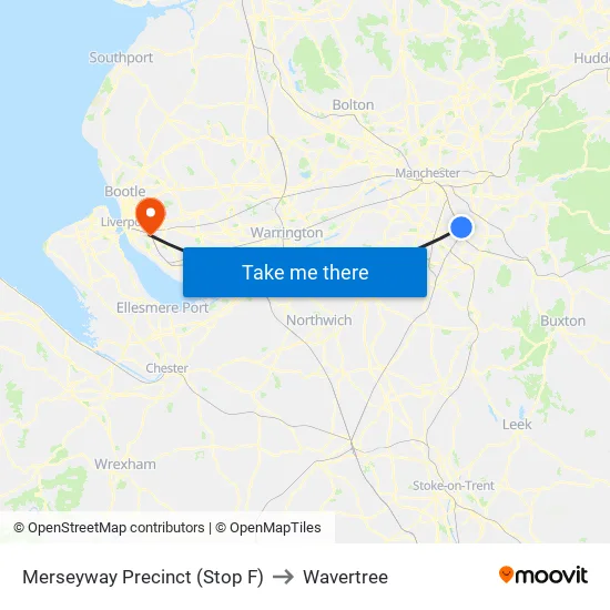 Merseyway Precinct (Stop F) to Wavertree map