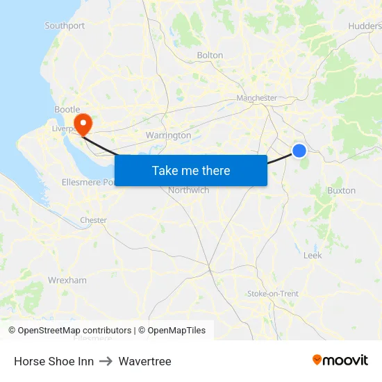 Horse Shoe Inn to Wavertree map