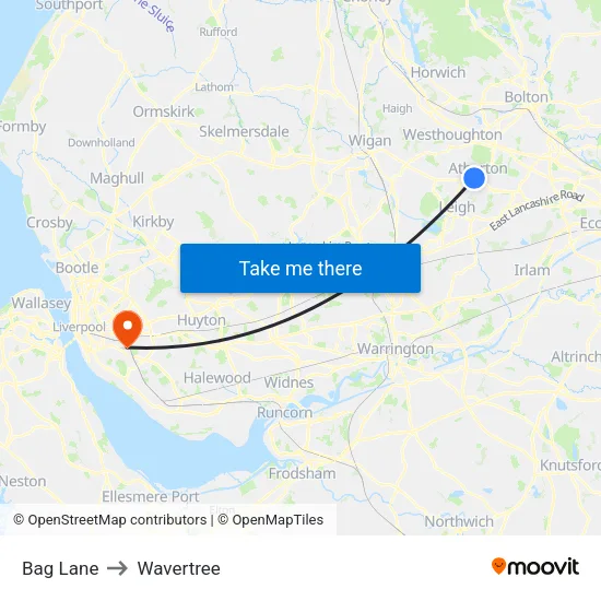 Bag Lane to Wavertree map