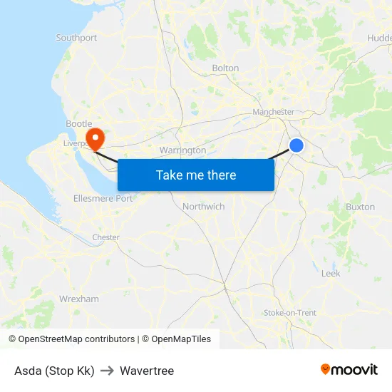 Asda to Wavertree map