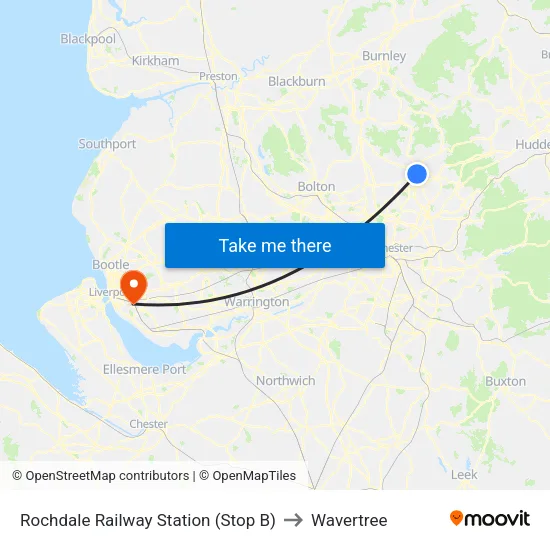 Rochdale Railway Station to Wavertree map