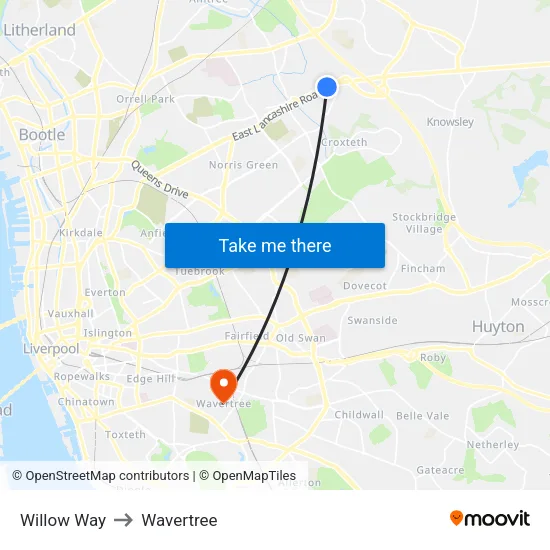 Willow Way to Wavertree map