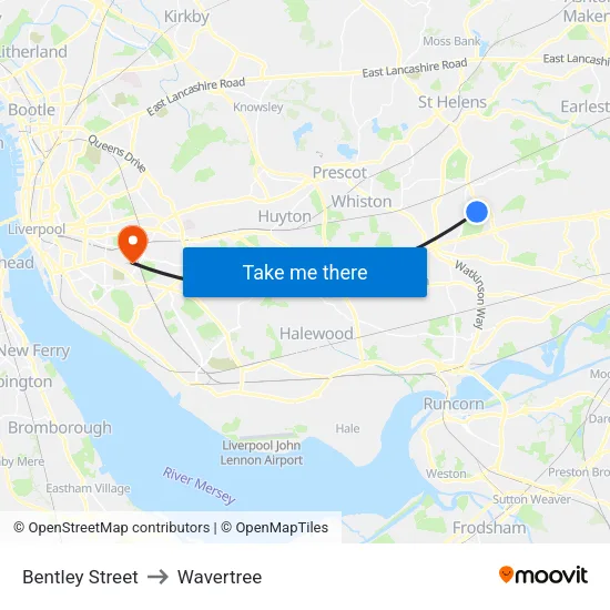 Bentley Street to Wavertree map