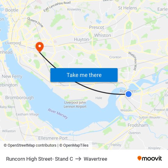 Runcorn High Street- Stand C to Wavertree map