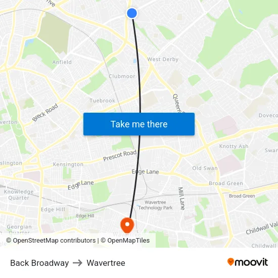 Back Broadway to Wavertree map