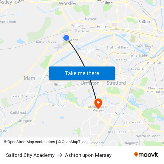 Salford City Academy to Ashton upon Mersey map