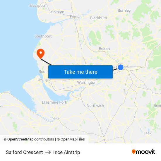 Salford Crescent to Ince Airstrip map