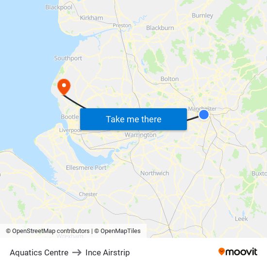 Aquatics Centre to Ince Airstrip map