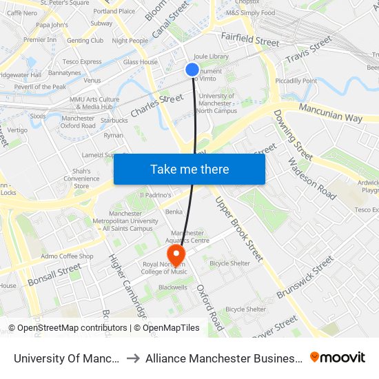 University Of Manchester to Alliance Manchester Business School map