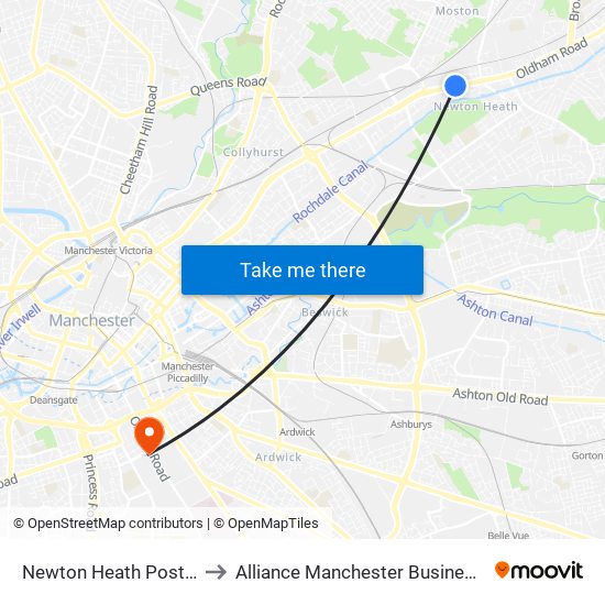 Newton Heath Post Office to Alliance Manchester Business School map