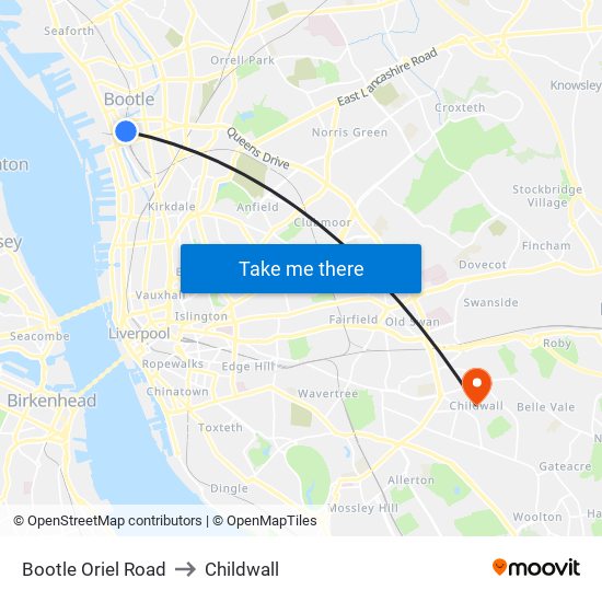 Bootle Oriel Road to Childwall map
