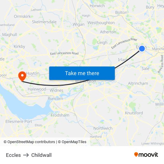 Eccles to Childwall map