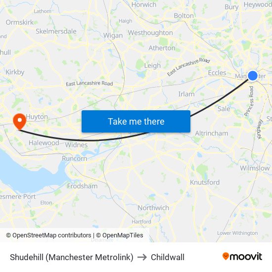 Shudehill (Manchester Metrolink) to Childwall map