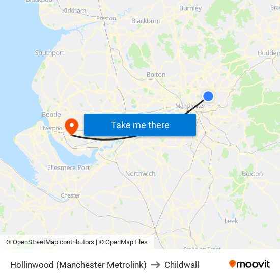 Hollinwood (Manchester Metrolink) to Childwall map