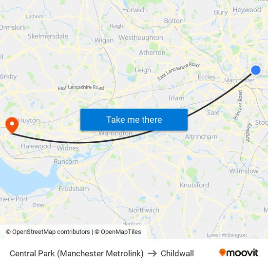 Central Park (Manchester Metrolink) to Childwall map