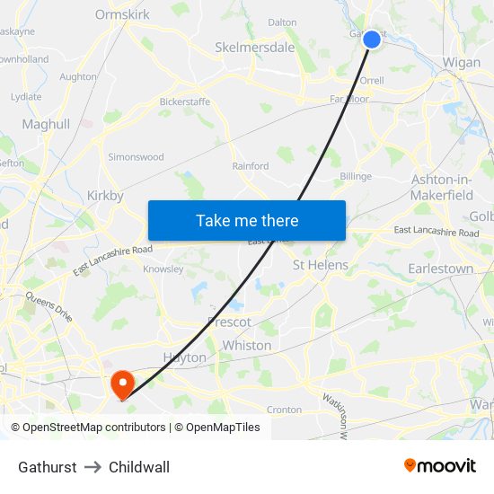 Gathurst to Childwall map